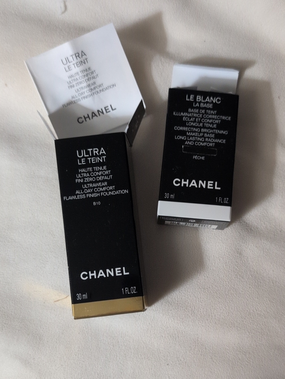 Chanel Ultra Le Teint & Le Blanc Base Empty Box Set - Black with Gold Accents